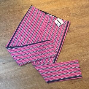 Gretchen Scott NWT Gripeless Pull On Pants Colorful Plaid Preppy Designer Pink